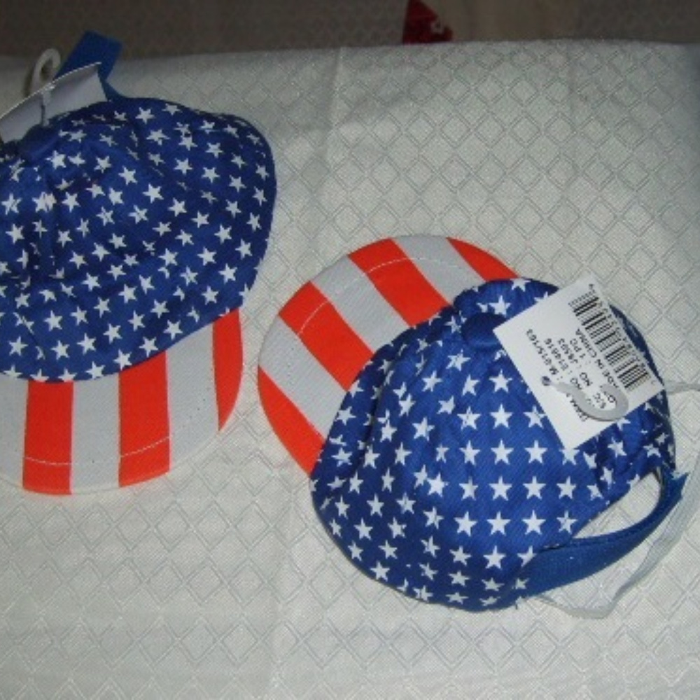 Cute Dog Hats Lot of 2 Patriotic Red/White/Blue - Picture 4 of 5